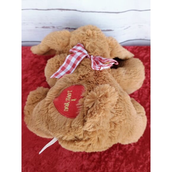 Dan Dee Red Love Heart Gingham Plaid Bow  Puppy‎ Dog Plush Stuffed Animal - Picture 3 of 7